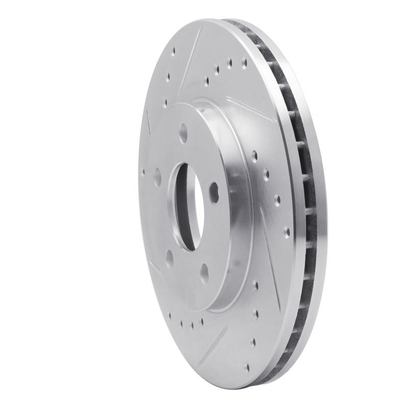 Chevrolet Malibu Brake Rotor (1) - Front Left - R1 Concepts - Drilled & Slotted - Silver - `04-`08